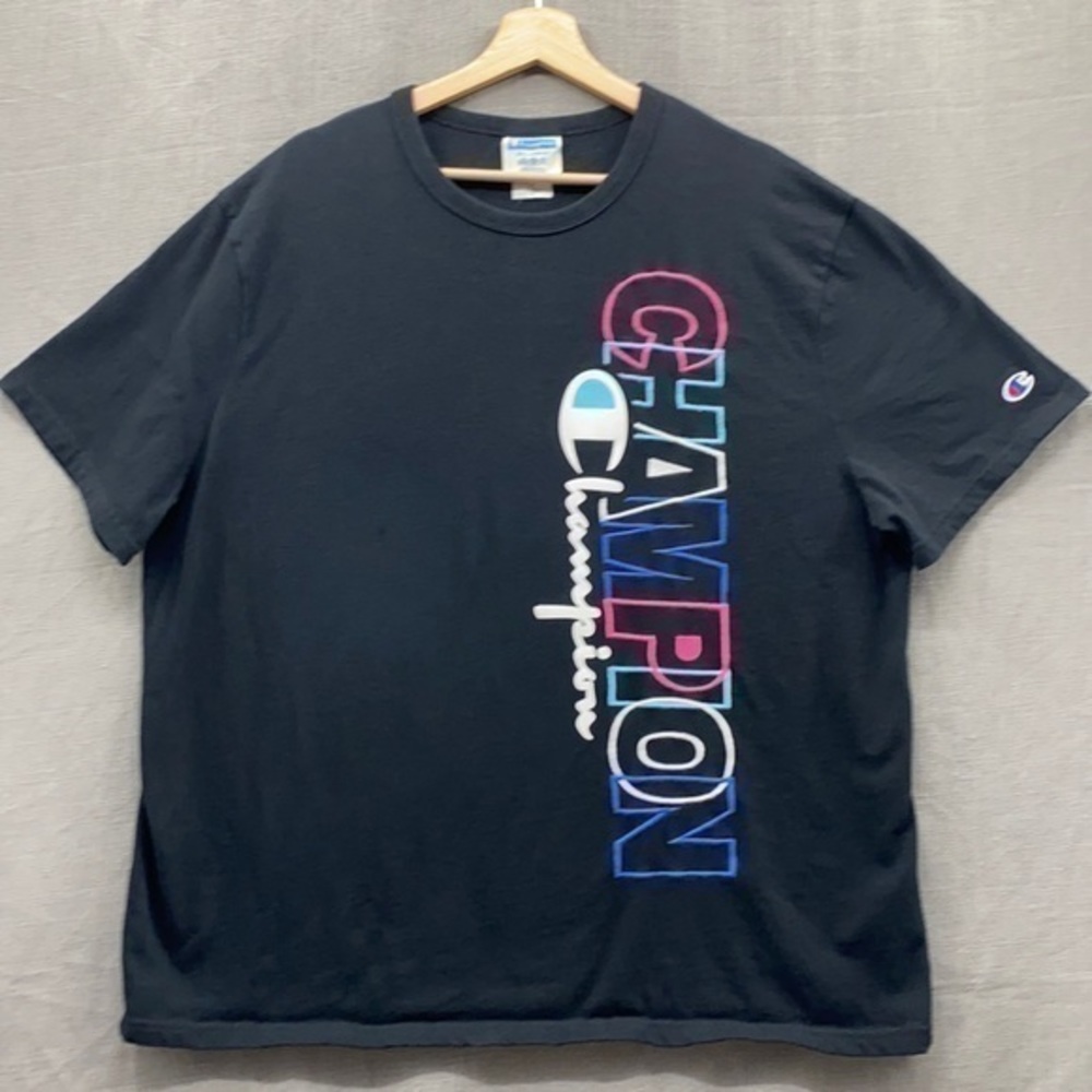 Men’s Champion Black Vertical Block Tee T-Shirt Multi Color Street Size …